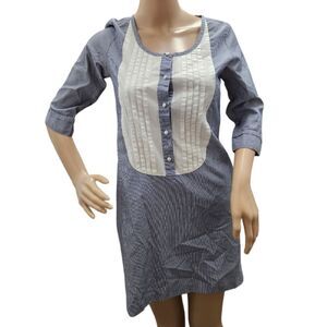 Lark & Wolff Striped Shirt Dress with pleated bib